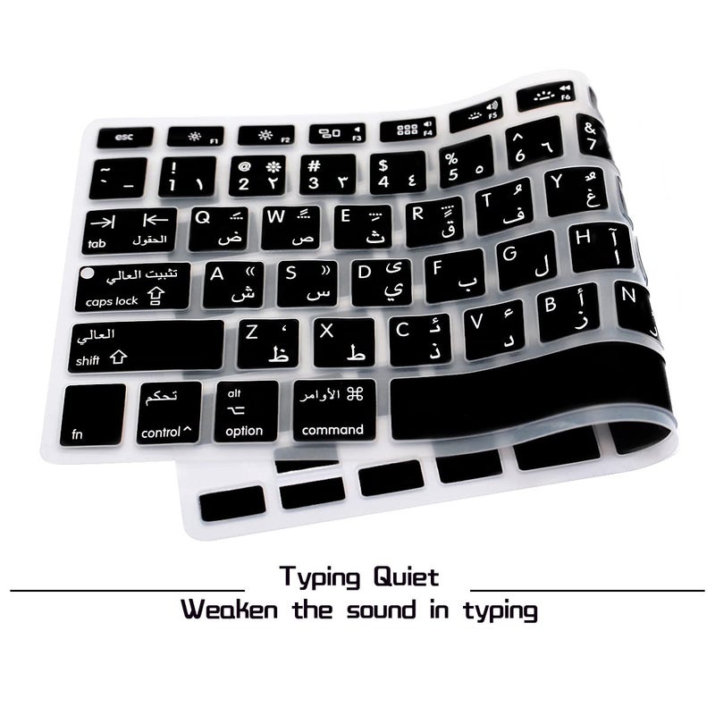 HRH Arabic/English Silicone Keyboard Cover Skin for MacBook Air 13,for MacBook Pro 13/15/17(with or w/Out Retina Display,2015 or Older Version),for iMac Older USA Layout Keyboard Protector-Black - Image 3